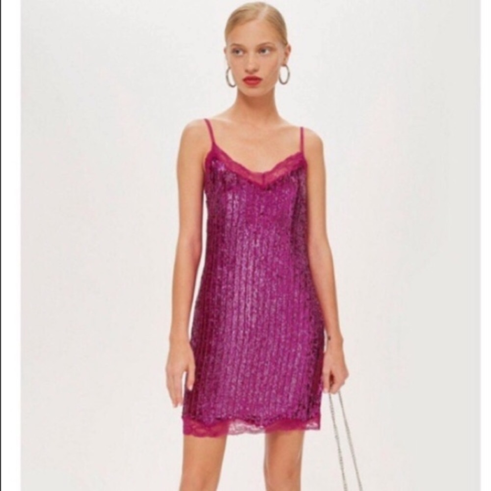 TOPSHOP Sequin Slip Dress